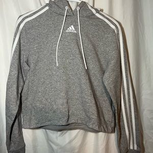 Grey cropped Adidas hoodie- size Small